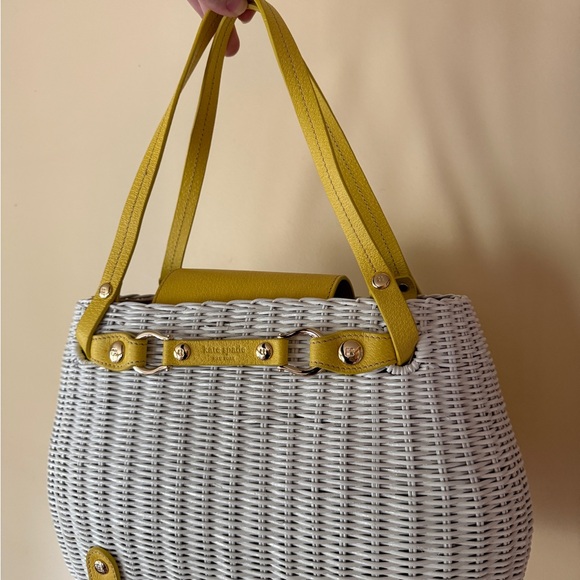 Kate Spade Wicker & Yellow Leather Shoulder Bag - Picture 5 of 5